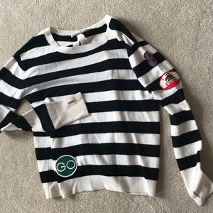 Black and White Sweater with Patches